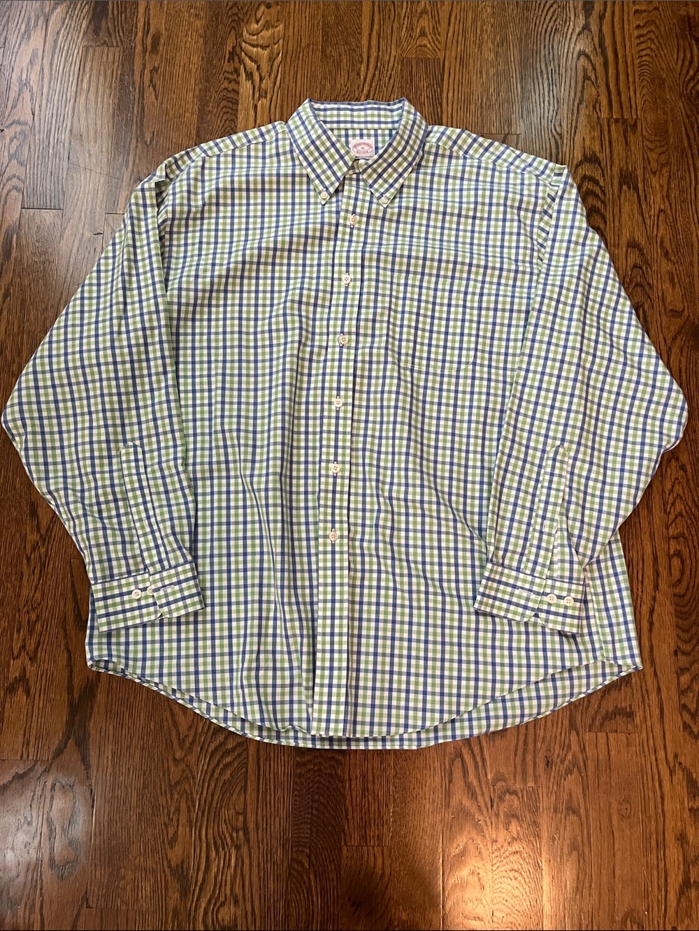 Brooks Brothers Men's Button-Down Shirt in Blue and Green Check